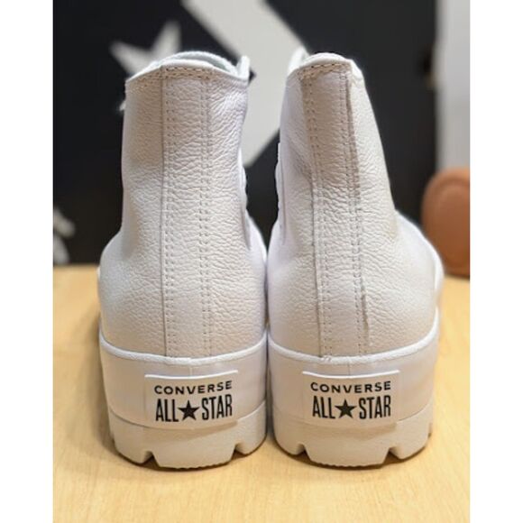 Converse Chuck Taylor All Star Lugged White Leather High Top Shoes Womens 11 NIB - Picture 7 of 15